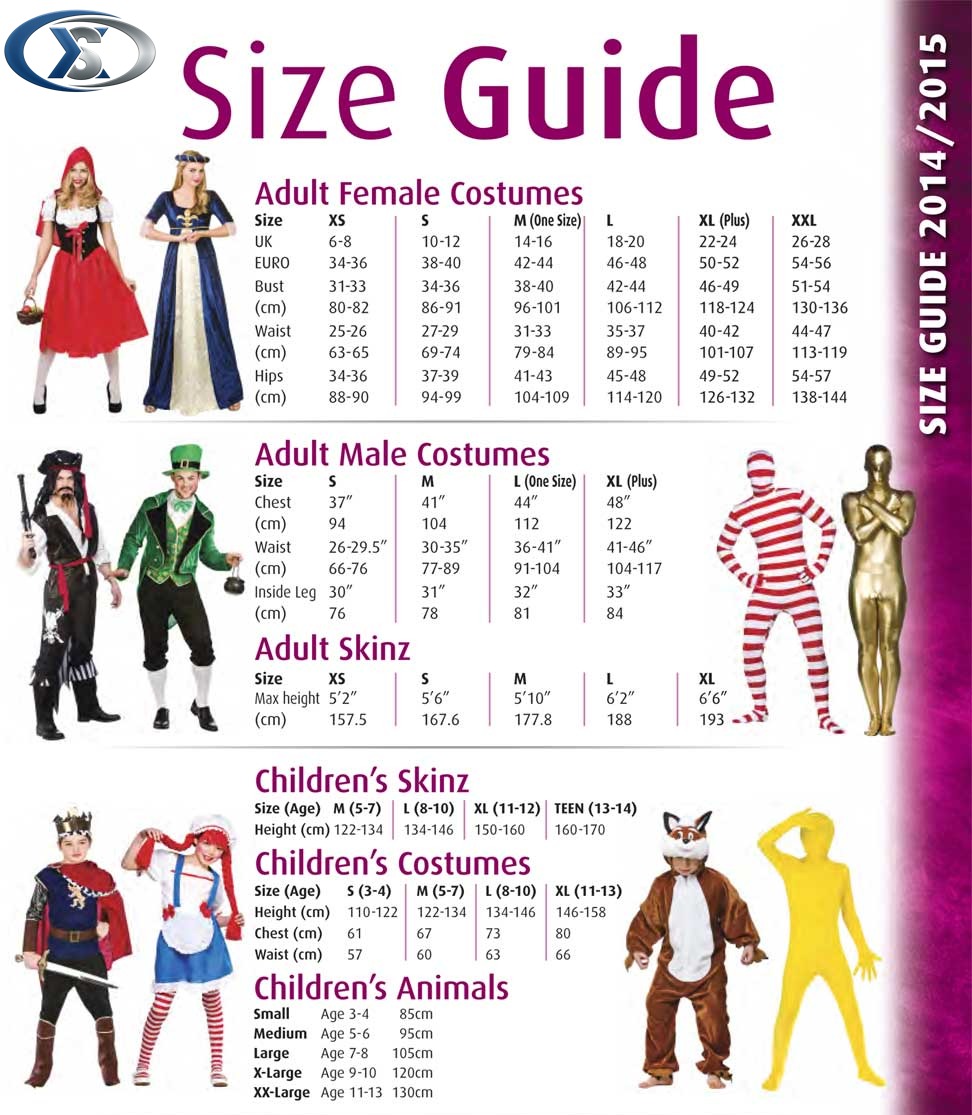 Spirit Halloween Size Chart